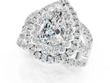 White gold Double Halo Pear Cut Diamond Split Shank Pave Set Ring_1