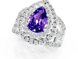 White gold Double Halo Pear Cut Diamond Split Shank Pave Set Ring_1