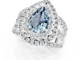 White gold Double Halo Pear Cut Diamond Split Shank Pave Set Ring_1