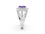 White gold Double Halo Pear Cut Diamond Split Shank Pave Set Ring_2