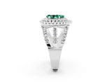 White gold Double Halo Pear Cut Diamond Split Shank Pave Set Ring_2