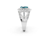 White gold Double Halo Pear Cut Diamond Split Shank Pave Set Ring_2
