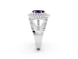White gold Double Halo Pear Cut Diamond Split Shank Pave Set Ring_2