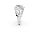 White gold Double Halo Pear Cut Diamond Split Shank Pave Set Ring_2
