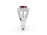 White gold Double Halo Pear Cut Diamond Split Shank Pave Set Ring_2
