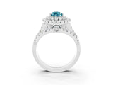 White gold Double Halo Pear Cut Diamond Split Shank Pave Set Ring_3