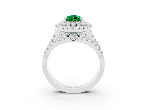 White gold Double Halo Pear Cut Diamond Split Shank Pave Set Ring_3