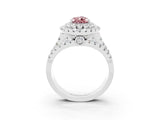 White gold Double Halo Pear Cut Diamond Split Shank Pave Set Ring_3
