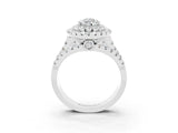 White gold Double Halo Pear Cut Diamond Split Shank Pave Set Ring_3