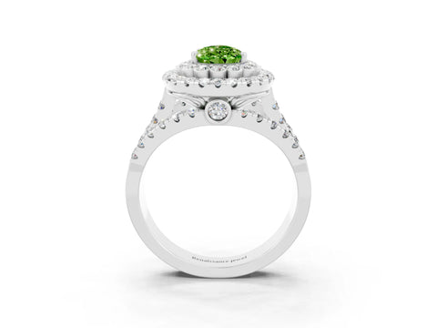 White gold Double Halo Pear Cut Diamond Split Shank Pave Set Ring_3