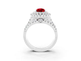 White gold Double Halo Pear Cut Diamond Split Shank Pave Set Ring_3
