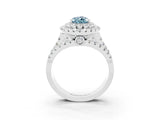 White gold Double Halo Pear Cut Diamond Split Shank Pave Set Ring_3