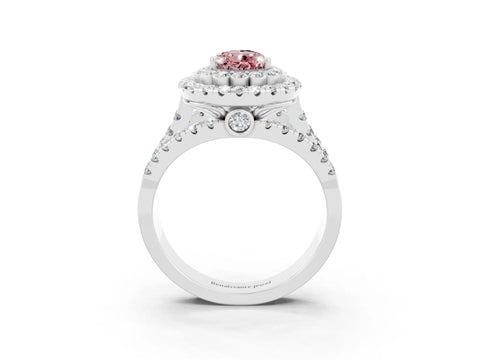 White gold Double Halo Pear Cut Diamond Split Shank Pave Set Ring_3