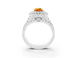 White gold Double Halo Pear Cut Diamond Split Shank Pave Set Ring_3