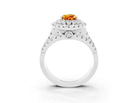 White gold Double Halo Pear Cut Diamond Split Shank Pave Set Ring_3