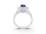 White gold Double Halo Pear Cut Diamond Split Shank Pave Set Ring_3