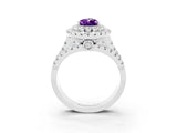 White gold Double Halo Pear Cut Diamond Split Shank Pave Set Ring_3