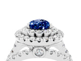White gold Double Halo Pear Cut Diamond Split Shank Pave Set Ring_4