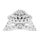 White gold Double Halo Pear Cut Diamond Split Shank Pave Set Ring_4