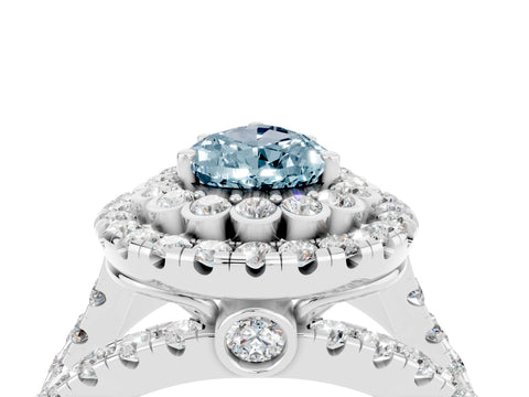 White gold Double Halo Pear Cut Diamond Split Shank Pave Set Ring_4