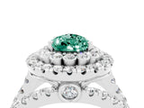 White gold Double Halo Pear Cut Diamond Split Shank Pave Set Ring_4