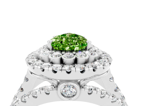 White gold Double Halo Pear Cut Diamond Split Shank Pave Set Ring_4