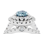 White gold Double Halo Pear Cut Diamond Split Shank Pave Set Ring_4