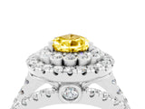 White gold Double Halo Pear Cut Diamond Split Shank Pave Set Ring_4
