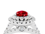 White gold Double Halo Pear Cut Diamond Split Shank Pave Set Ring_4