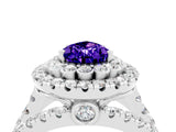 White gold Double Halo Pear Cut Diamond Split Shank Pave Set Ring_4