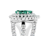 White gold Double Halo Pear Cut Diamond Split Shank Pave Set Ring_5