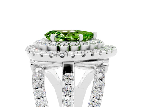White gold Double Halo Pear Cut Diamond Split Shank Pave Set Ring_5