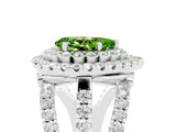 White gold Double Halo Pear Cut Diamond Split Shank Pave Set Ring_5
