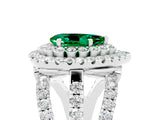 White gold Double Halo Pear Cut Diamond Split Shank Pave Set Ring_5