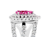 White gold Double Halo Pear Cut Diamond Split Shank Pave Set Ring_5