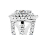 White gold Double Halo Pear Cut Diamond Split Shank Pave Set Ring_5