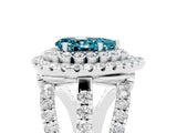 White gold Double Halo Pear Cut Diamond Split Shank Pave Set Ring_5