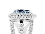 White gold Double Halo Pear Cut Diamond Split Shank Pave Set Ring_5