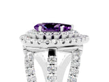 White gold Double Halo Pear Cut Diamond Split Shank Pave Set Ring_5
