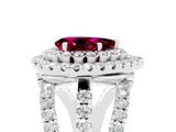 White gold Double Halo Pear Cut Diamond Split Shank Pave Set Ring_5