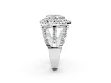White gold Double Halo Pear Cut Diamond Split Shank Pave Set Ring_5