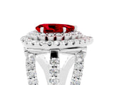 White gold Double Halo Pear Cut Diamond Split Shank Pave Set Ring_5