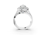 White gold Double Halo Pear Cut Diamond Split Shank Pave Set Ring_6