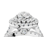 White gold Double Halo Pear Cut Diamond Split Shank Pave Set Ring_7