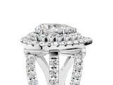 White gold Double Halo Pear Cut Diamond Split Shank Pave Set Ring_8