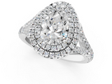 White gold Double Halo Pear Cut Diamond Split Shank Ring with Four Prong Setting_46
