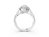 White gold Double Halo Pear Cut Diamond Split Shank Ring with Four Prong Setting_48