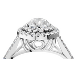 White gold Double Halo Pear Cut Diamond Split Shank Ring with Four Prong Setting_49