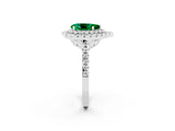 White gold Double Halo Pear Cut Emerald Pavé Band with Four-Prong Setting_2