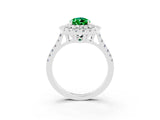White gold Double Halo Pear Cut Emerald Pavé Band with Four-Prong Setting_3